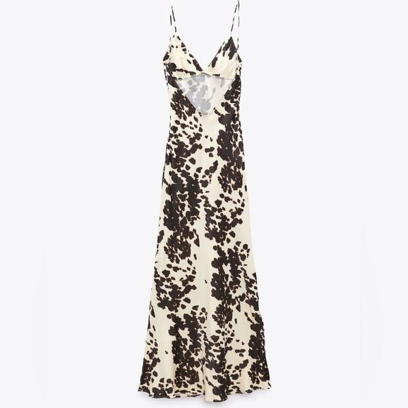 Zara Satin Effect Printed Dress New - Picture 6 of 9
